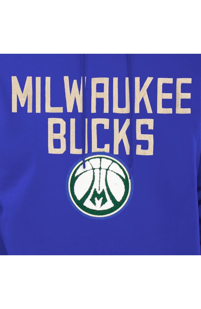 New Era Men's New Era  Royal Milwaukee Bucks 2024/25 City Edition Chenille Heavyweight Pullover Hoodie, Alternate, color, 