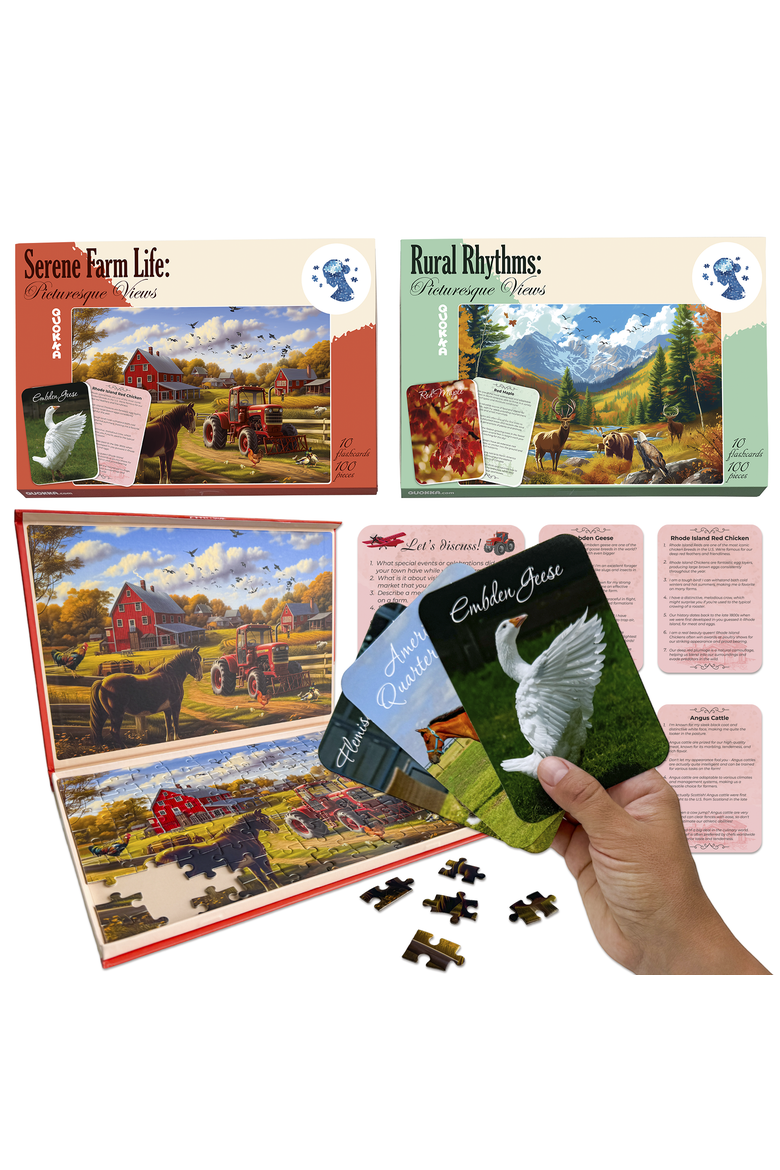 100-Piece Cognitive Activity Puzzles - Large Piece Jigsaw Puzzle Set for Seniors, Main, color, Picturesque Views