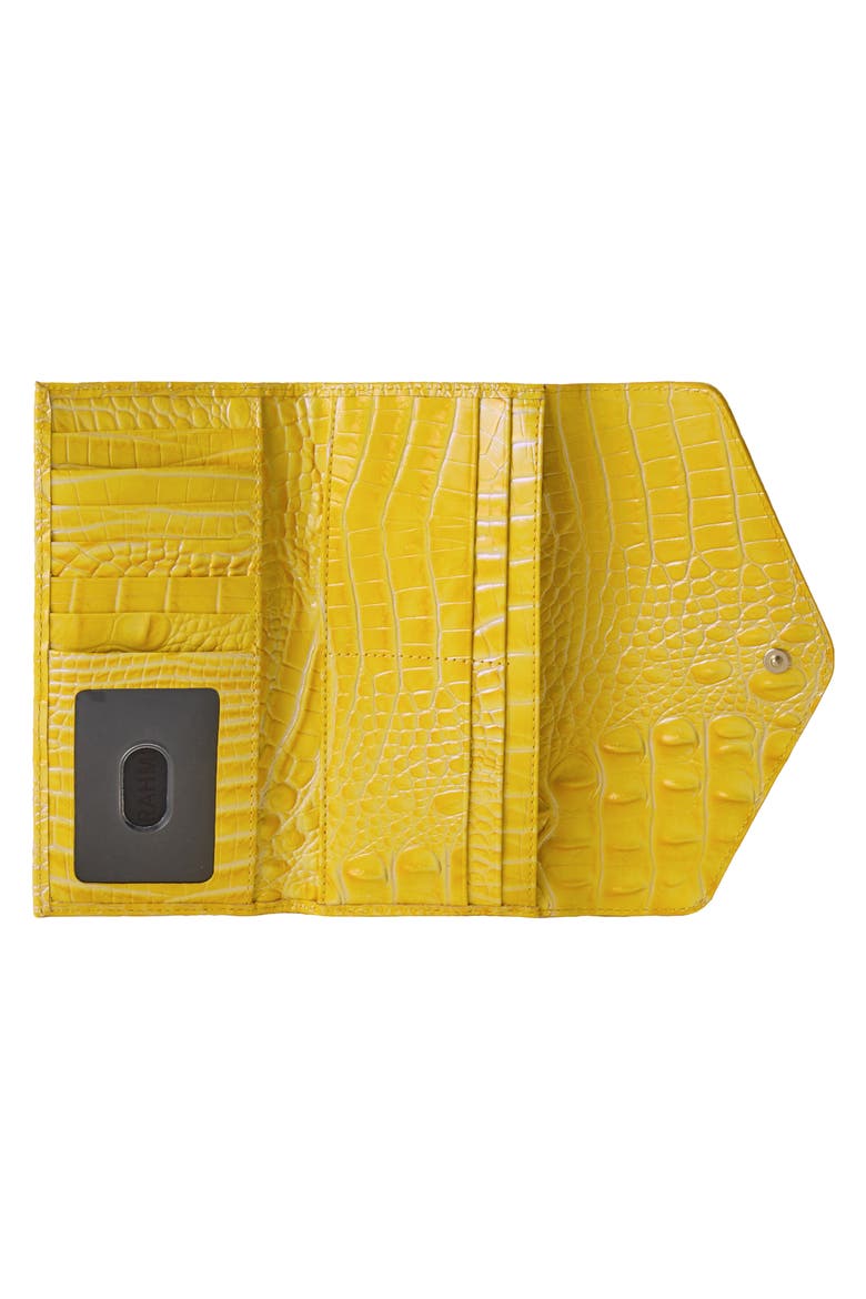 Veronica Croc Embossed Leather Wallet, Alternate, color, VIVID YELLOW