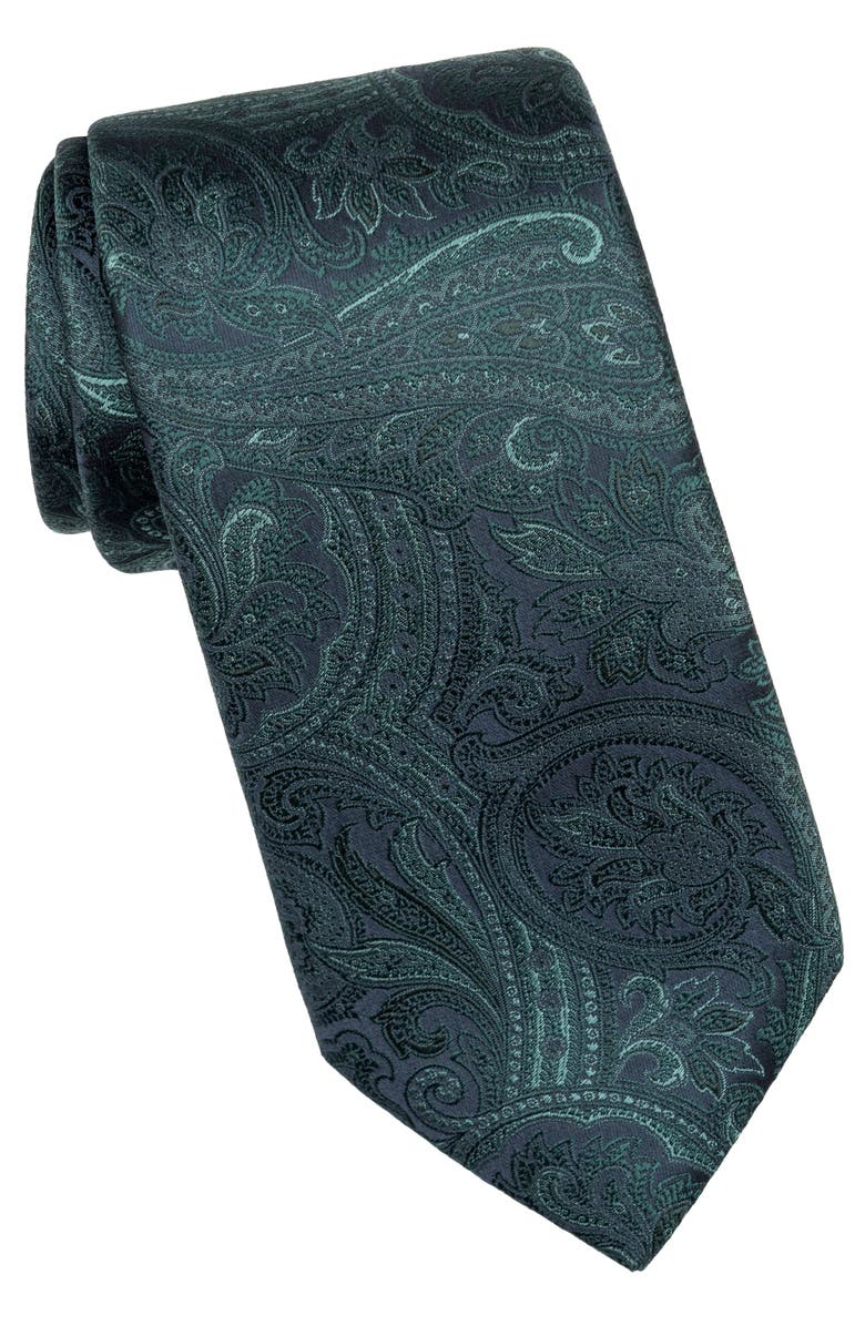 Elizabetta Vienna - Extra Long Silk Jacquard Tie for Men, Main, color, Spruce Green