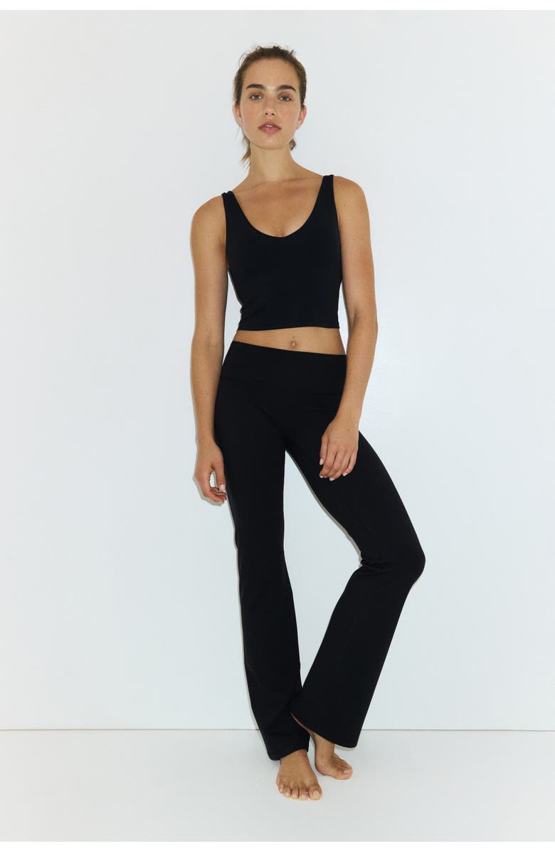 H&M Low Waist Flared Sports Leggings With Softmove, Alternate, color, Black
