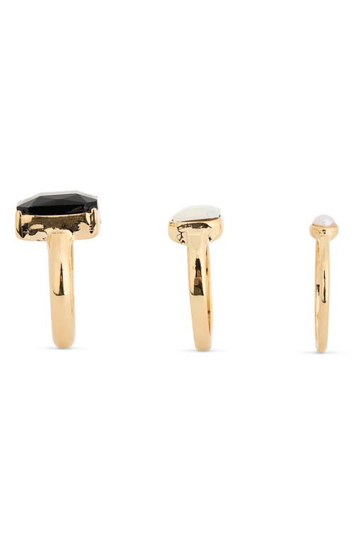 Nordstrom Rack Set Of 3 Multi Stone Rings In Gold