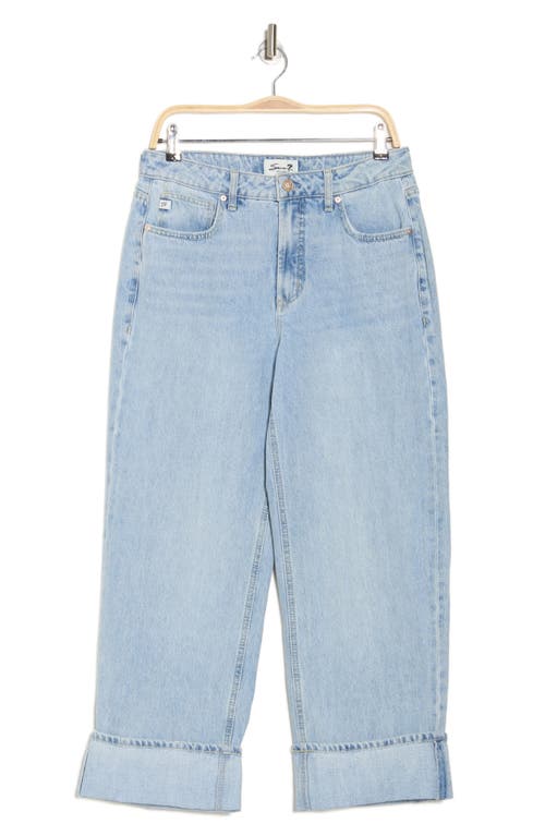 Seven7 Cuffed High Waist Baggy Jeans In Blue