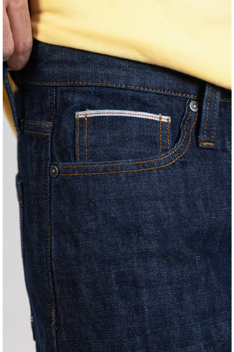 Slim Straight Selvedge Stud Jeans, Alternate, color, Dark Blue Rinse Wash