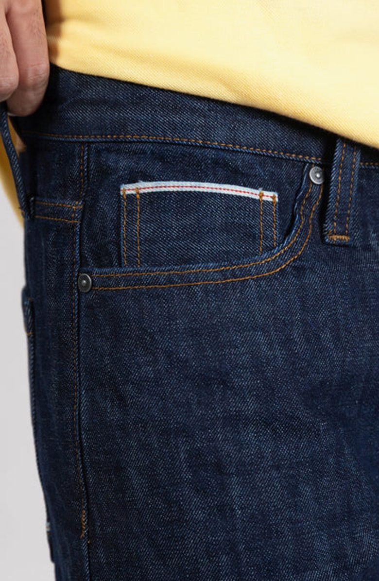 BRISK Slim Straight Selvedge Stud Jeans, Alternate, color, Dark Blue Rinse Wash