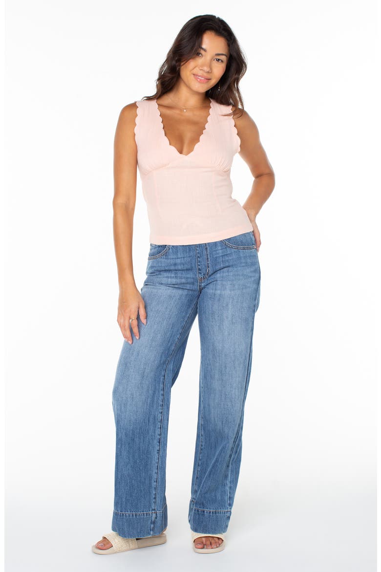 Sweet Talk Scallop Trim Cotton Tank, Alternate, color, TROPICAL PEACH