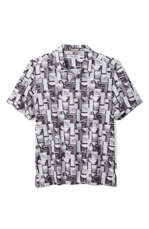 Bahama Coast Tropical Tonic Cocktail Print IslandZone® Polo (Big & Tall)