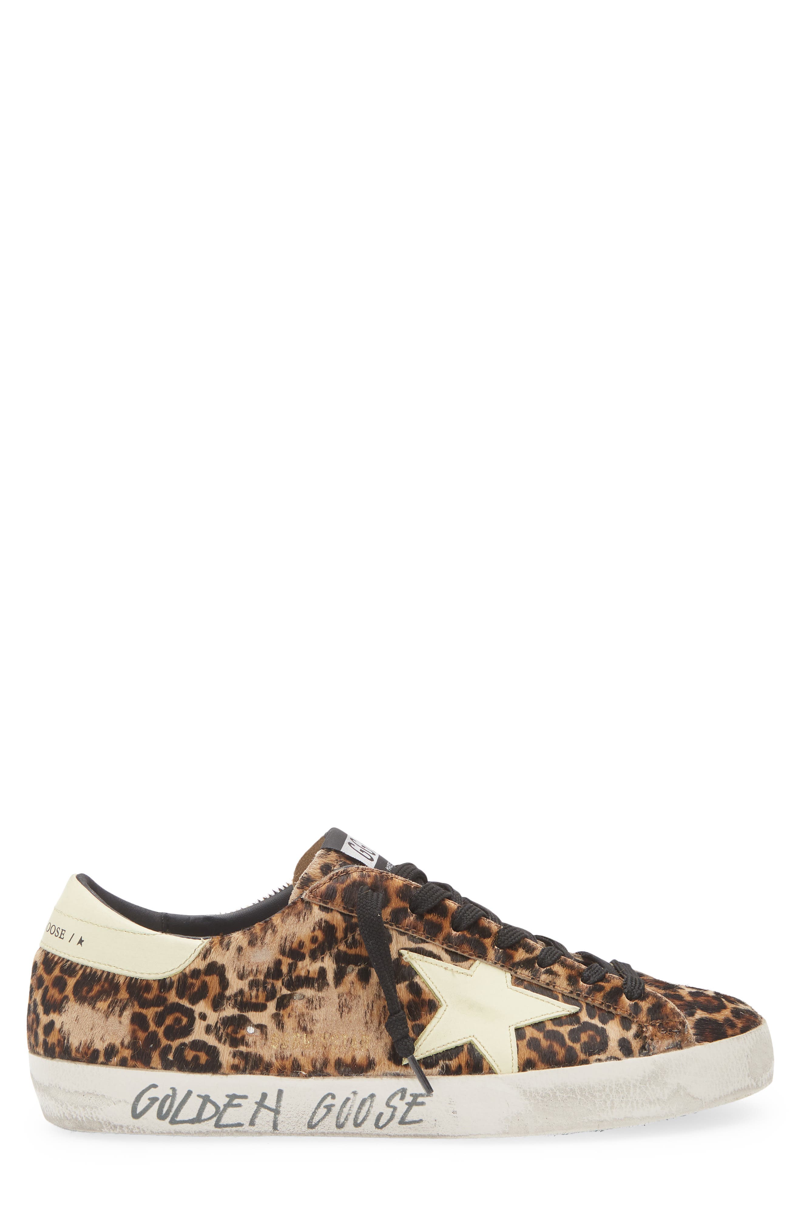 Golden Goose Super-Star Leopard Print Genuine Calf Hair Sneaker, Alternate, color, 