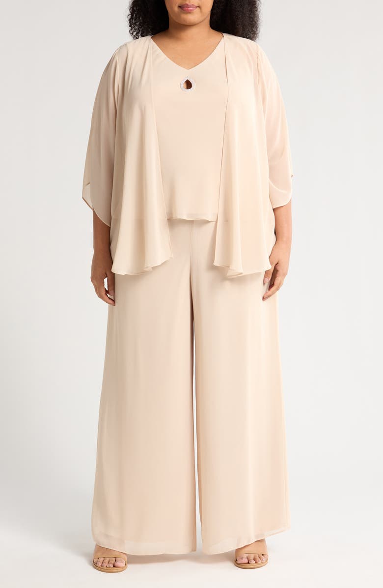Marina Chiffon Top, Jacket & Pants Set, Main, color, 
