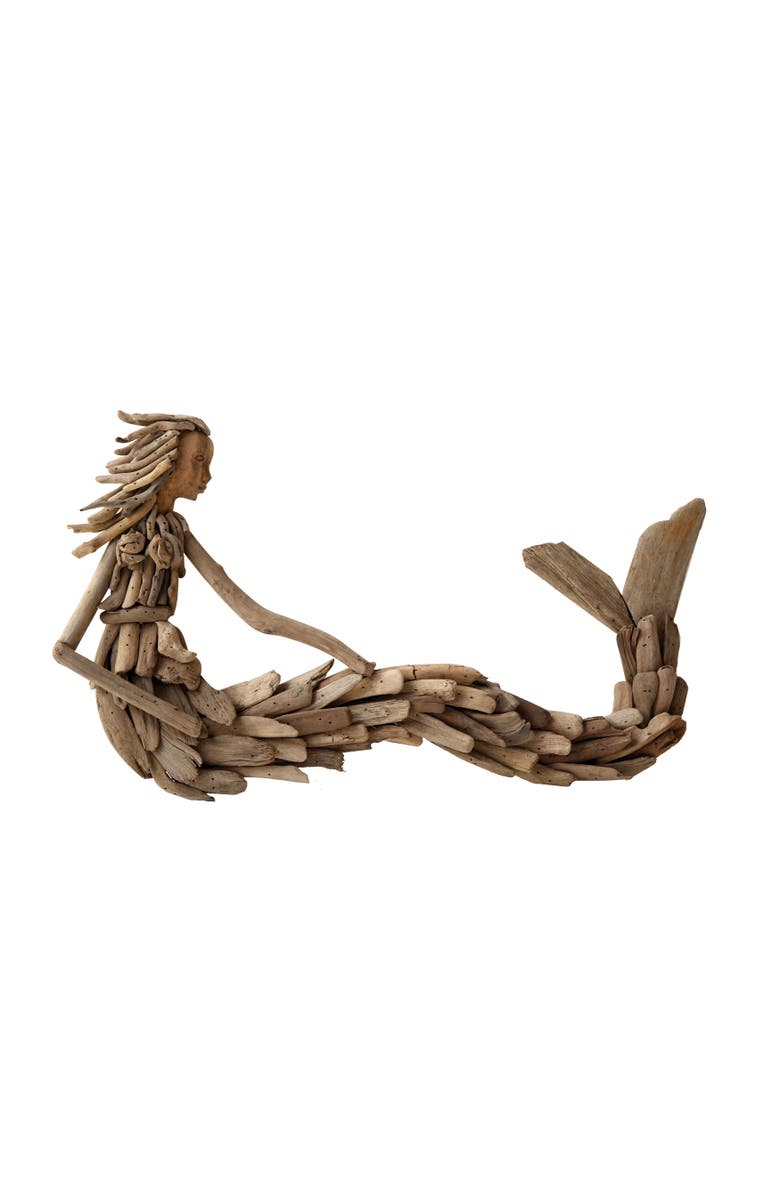 Storied Home Sitting Mermaid Wall Decoration, Main, color, Brown
