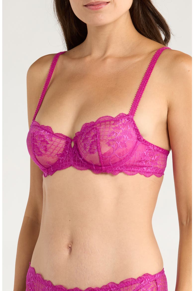 Reve Sheer Underwire Demi Cup Bra, Alternate, color, AZALEA