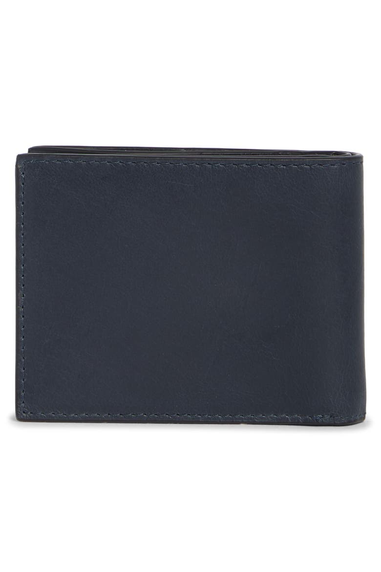 Double Stitch Leather Bifold Wallet, Alternate, color, NAVY