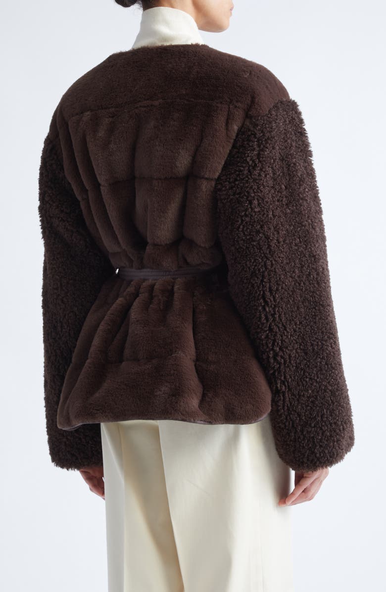 Moncler Jouillat Faux Fur Down Jacket, Alternate, color, Raisin