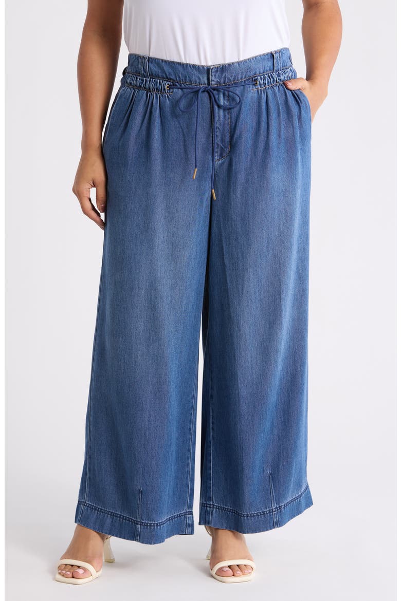 Ultra Skyrise Wide Leg Drawstring Jeans, Main, color, MID BLUE