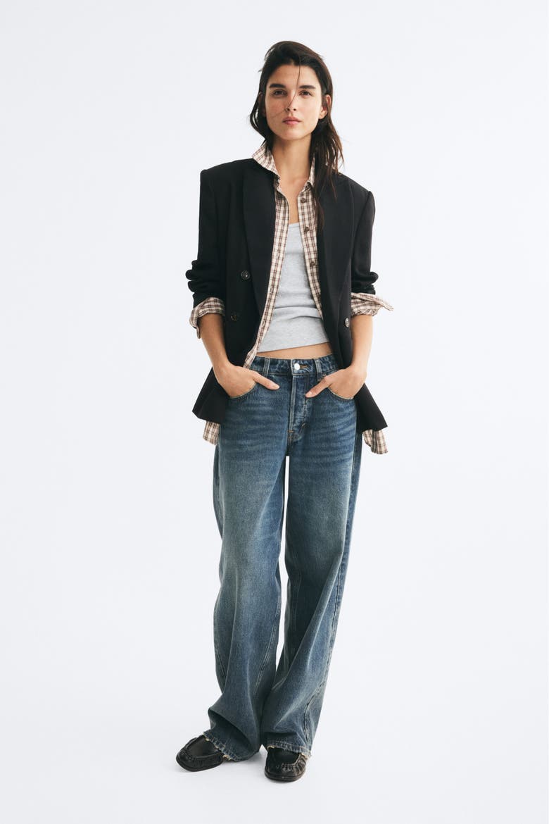Double-Breasted Casual Blazer, Alternate, color, Black