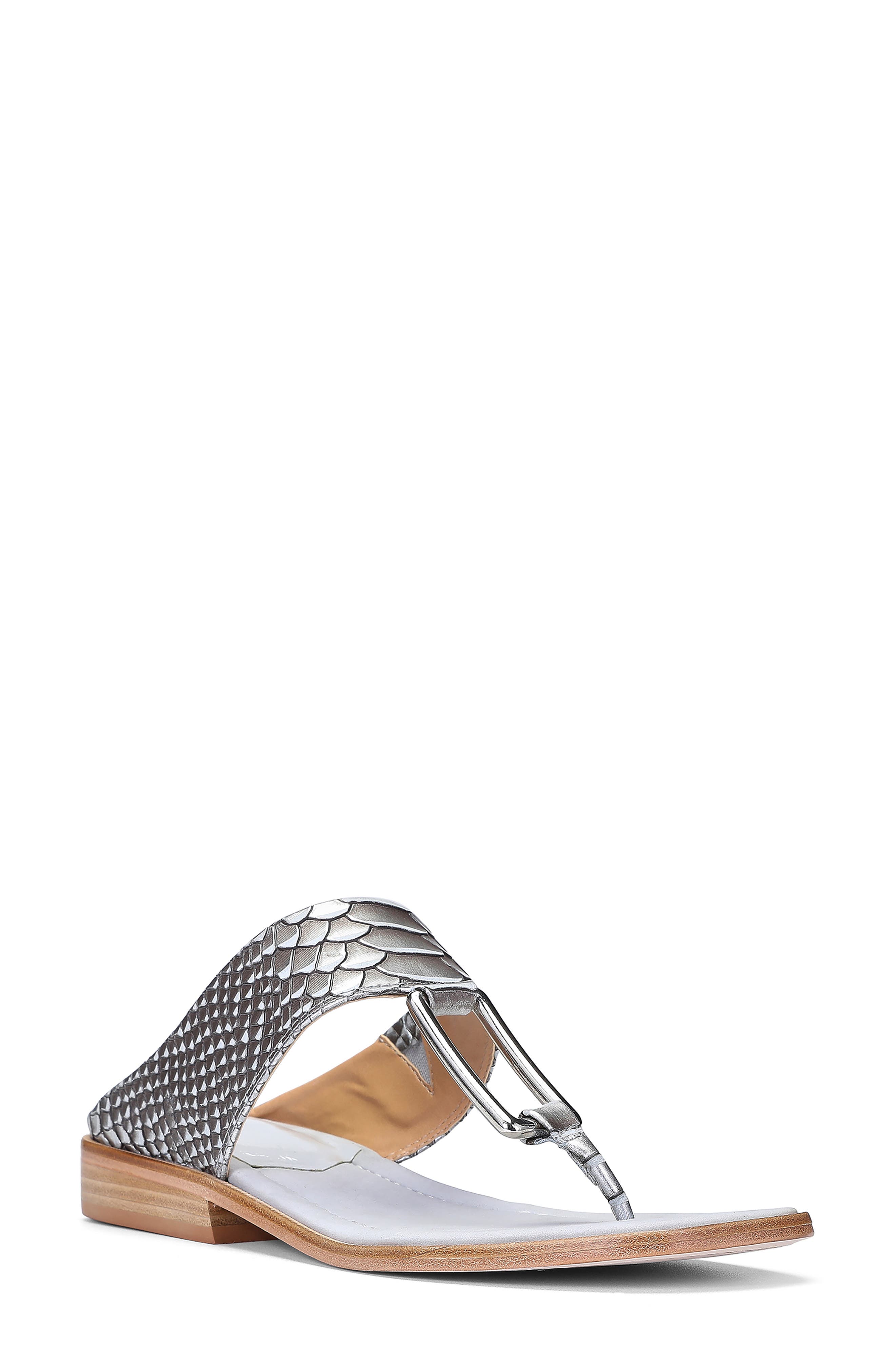 Loonie Leather Flip Flop, Main, color, LIGHT GRAY MULTI