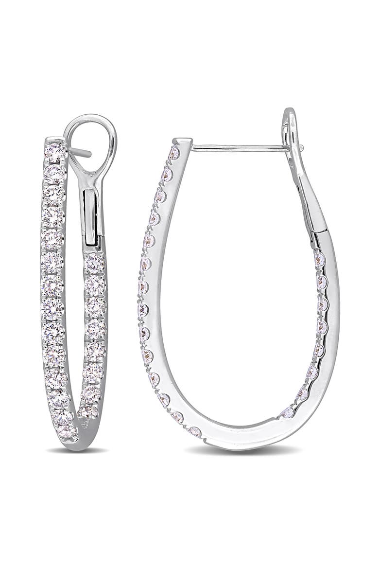 2 1/5ct. t.w. Lab-Grown Diamond Hoop Earrings 14k, Main, color, White Gold