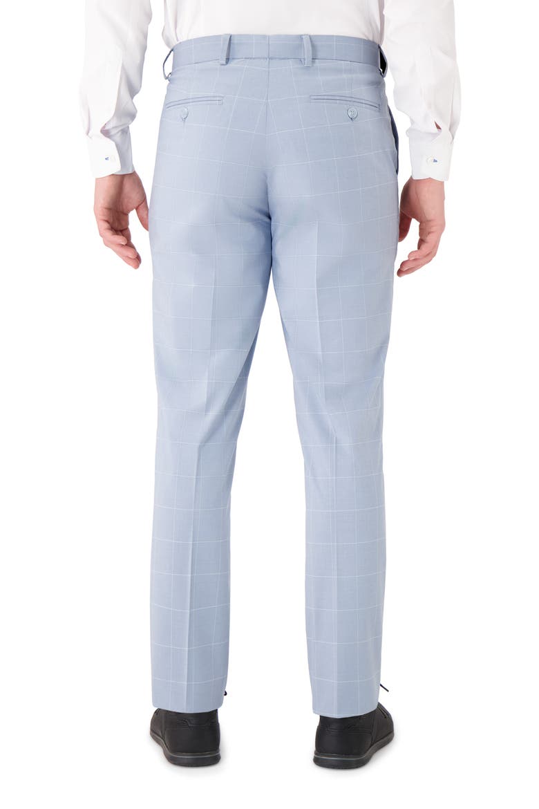 Vince Flat Front Windowpane Check Stretch Dress Pants, Alternate, color, LIGHT BLUE