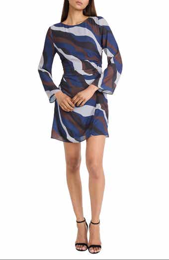 DONNA MORGAN FOR MAGGY Long Sleeve Wavy Stripe A-Line Minidress