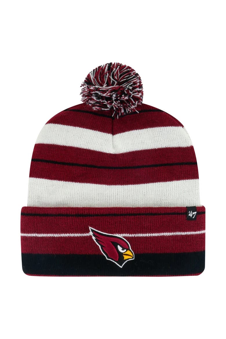 Men's '47 Cardinal Arizona Cardinals Powerline Cuffed Knit Hat with Pom, Main, color, Cardinal