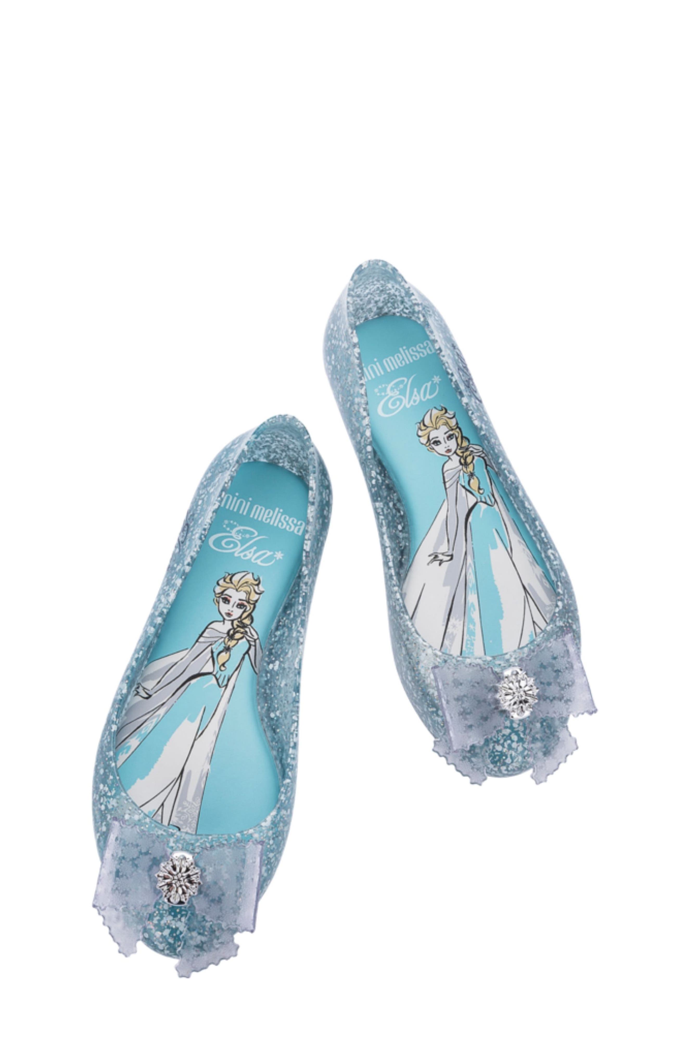 Melissa Mini Melissa Sweet Love Disney Princess Flat, Alternate, color, Glitter Blue/ Blue