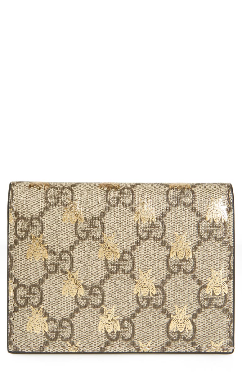 Gucci GG Supreme Bee Canvas Bifold Wallet, Main, color,