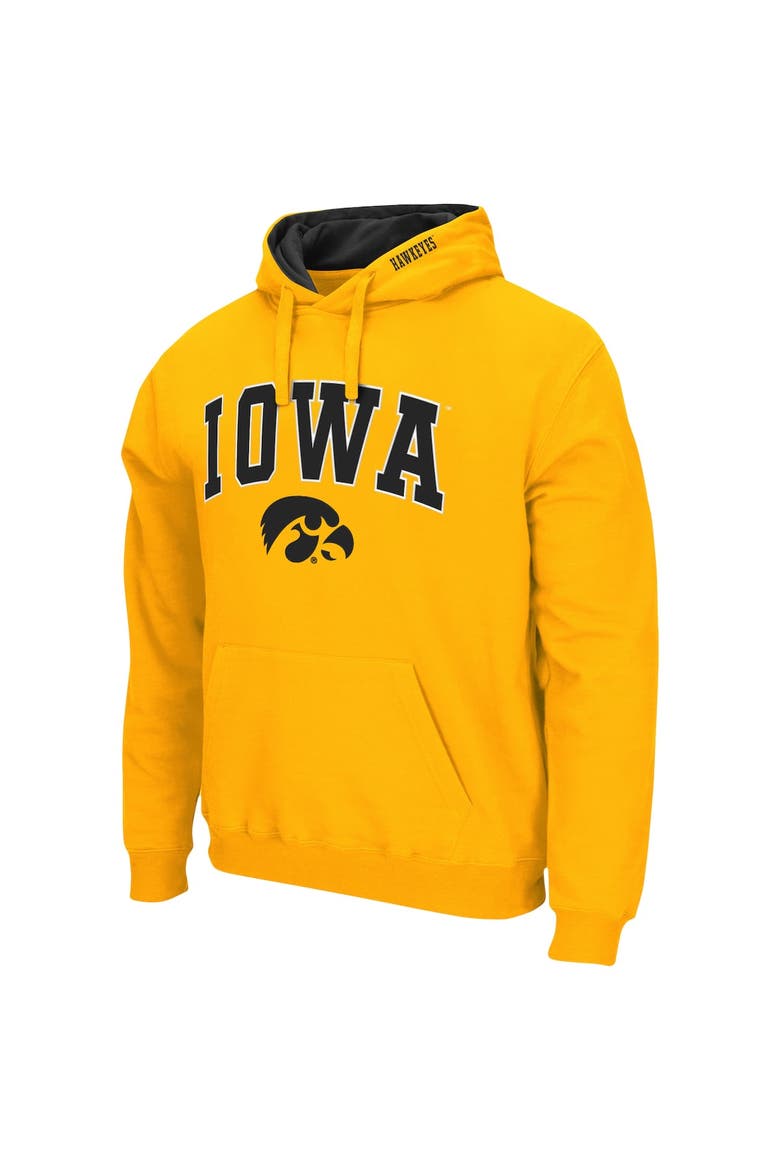Men's Colosseum Gold Iowa Hawkeyes Arch & Logo 3.0 Pullover Hoodie, Alternate, color, Gold