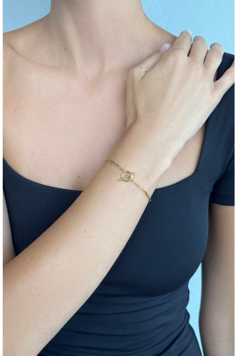 18k Gold Plated Toggle Pendant Paperclip Chain Bracelet, Alternate, color, GOLD