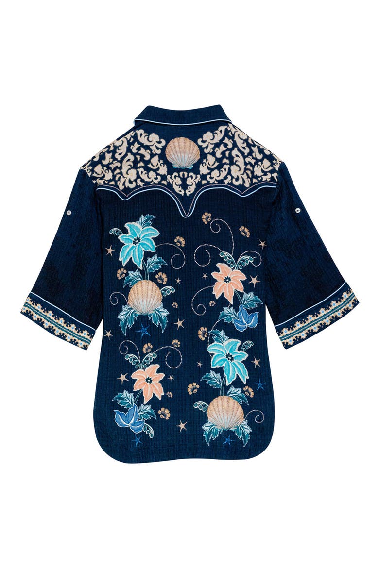The Chrissy Long Sleeve Cover-Up Shirt, Alternate, color, BLUE