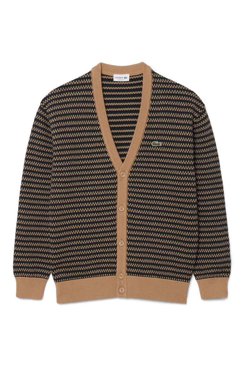 Striped Organic Cotton Blend Cardigan, Alternate, color, COOKIE/ SINOPLE/ DARK NAVY