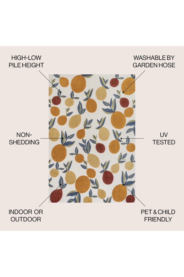 Limone Bold Lemon High-Low Indoor/Outdoor Area Rug, Alternate, color, Orange/Beige/Cream