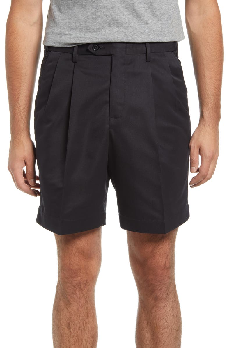 Berle Pleated Shorts, Main, color, Black