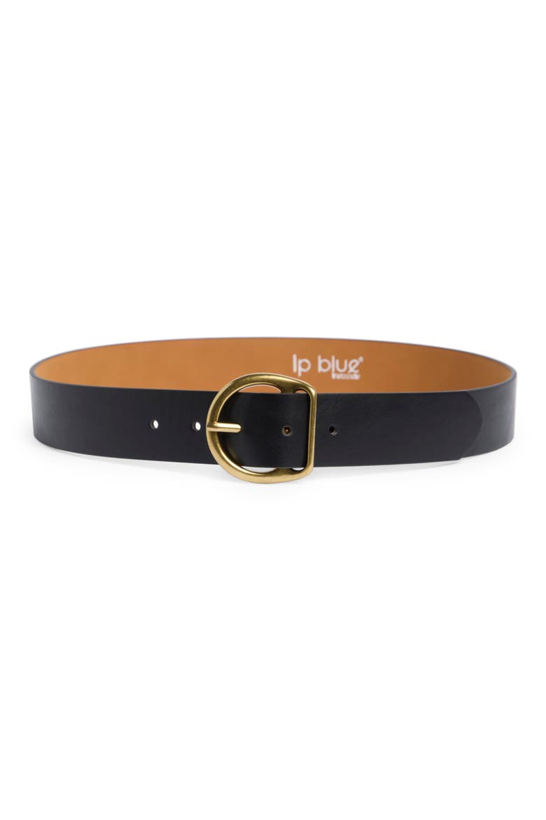 Burnished Buckle Faux Leather Belt, Main, color, BLACK