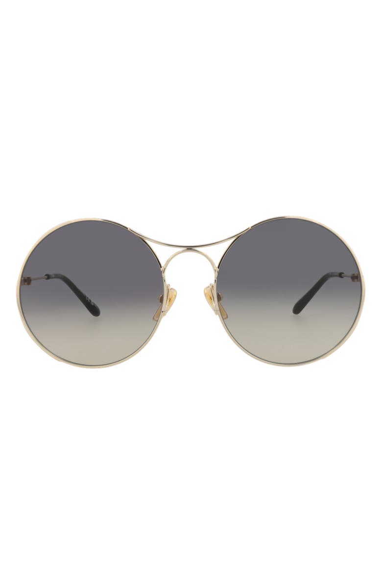 Chloé 58mm Gradient Round Sunglasses, Main, color, Gold Gold Grey