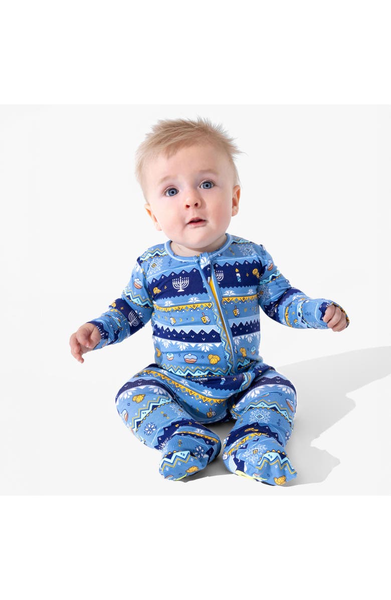 Bellabu Bear Baby Hanukkah Fair Isle Convertible Footie, Alternate, color, Hanukkah Fair Isle