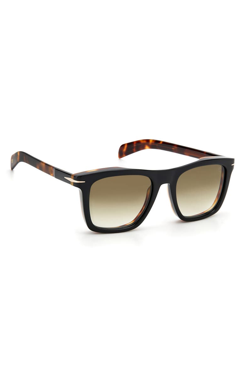 David Beckham Eyewear David Beckham 51mm International Fit Square Sunglasses, Alternate, color, Black Havana Gold