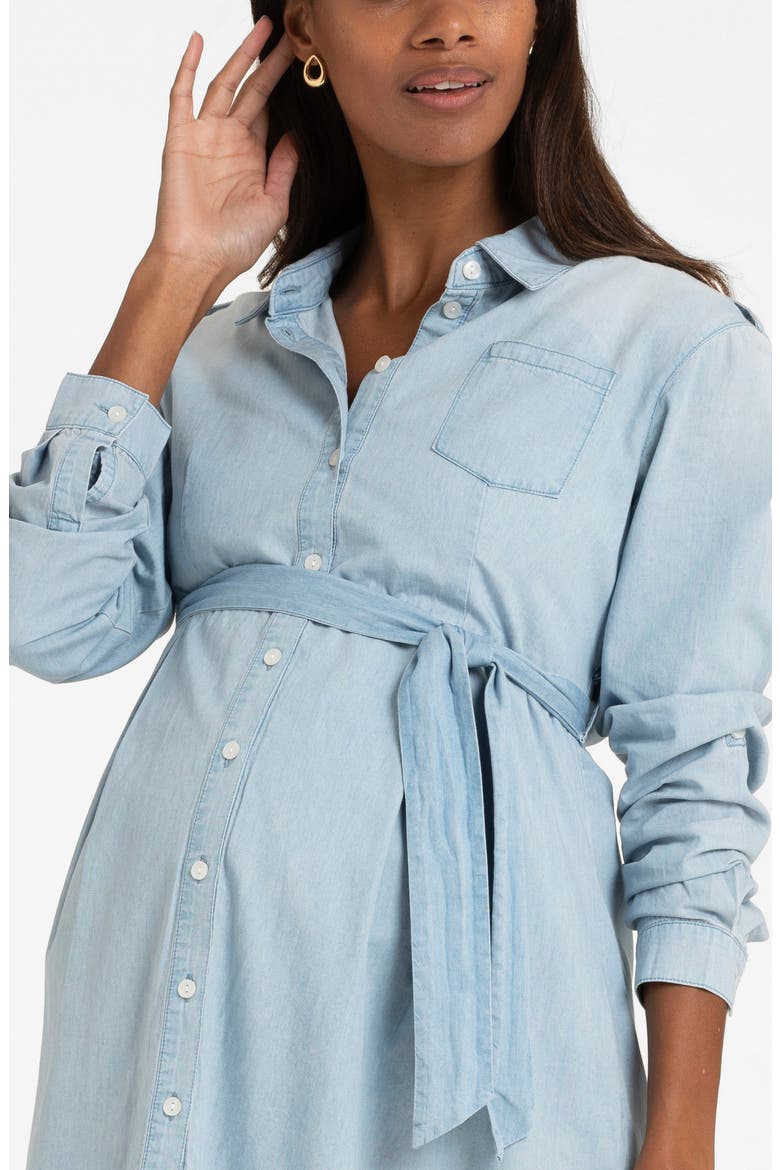 Long Sleeve Denim Maternity Shirtdress, Alternate, color, DENIM