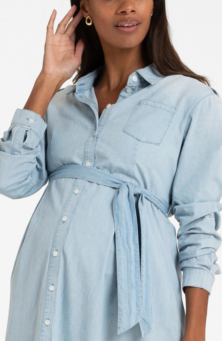 Seraphine Long Sleeve Denim Maternity Shirtdress, Alternate, color,