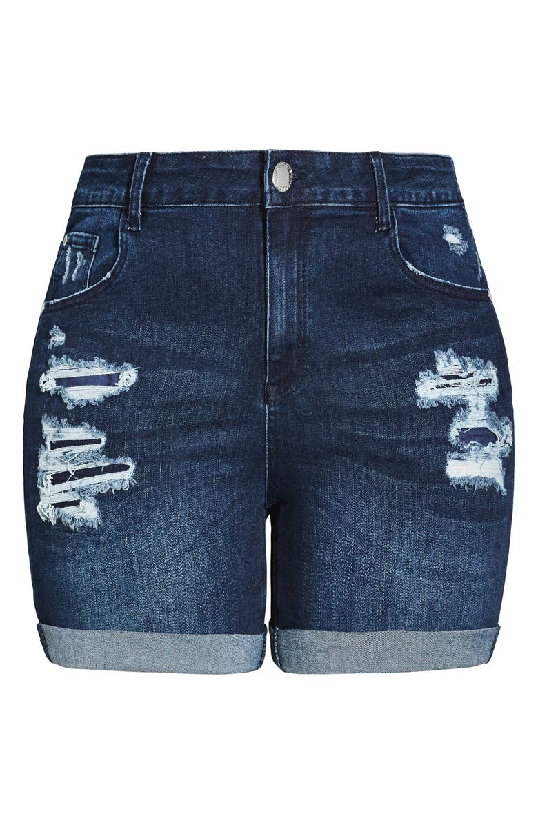City Chic Ripped Love Shorts, Alternate, color, Dark Denim