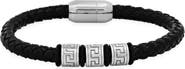 STEELTIME Men's Braided Leather and Stainless Steel Bracelet