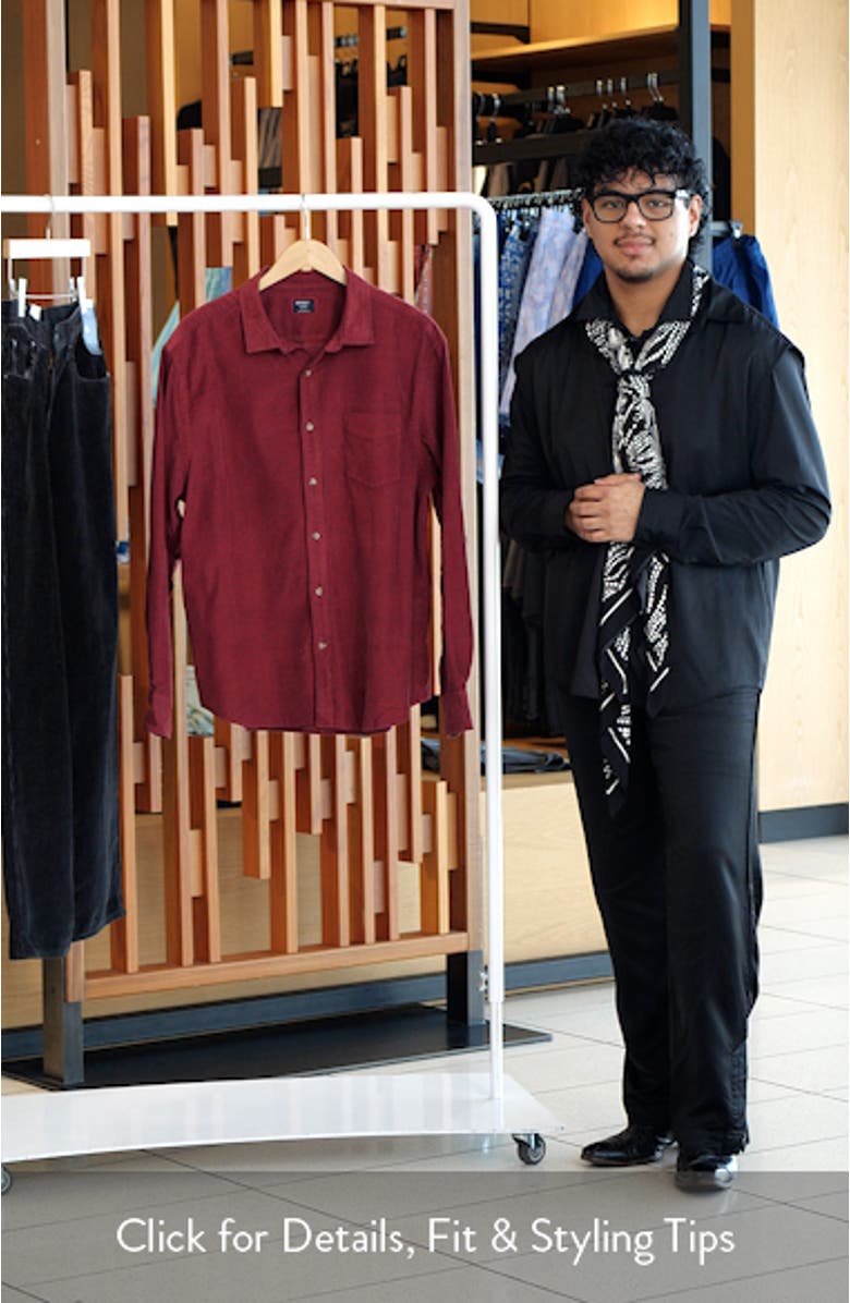 Caprone Solid Cotton Corduroy Button-Up Shirt, sales video thumbnail