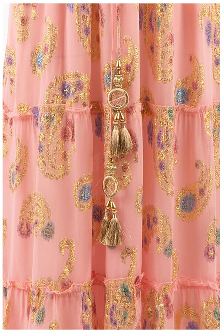 Devina Metallic Embroidery Georgette Maxi Dress, Alternate, color, PINK