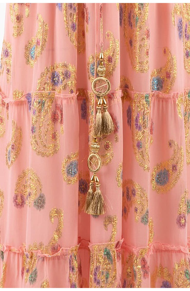 holiCHIC Devina Metallic Embroidery Georgette Maxi Dress, Alternate, color, Pink