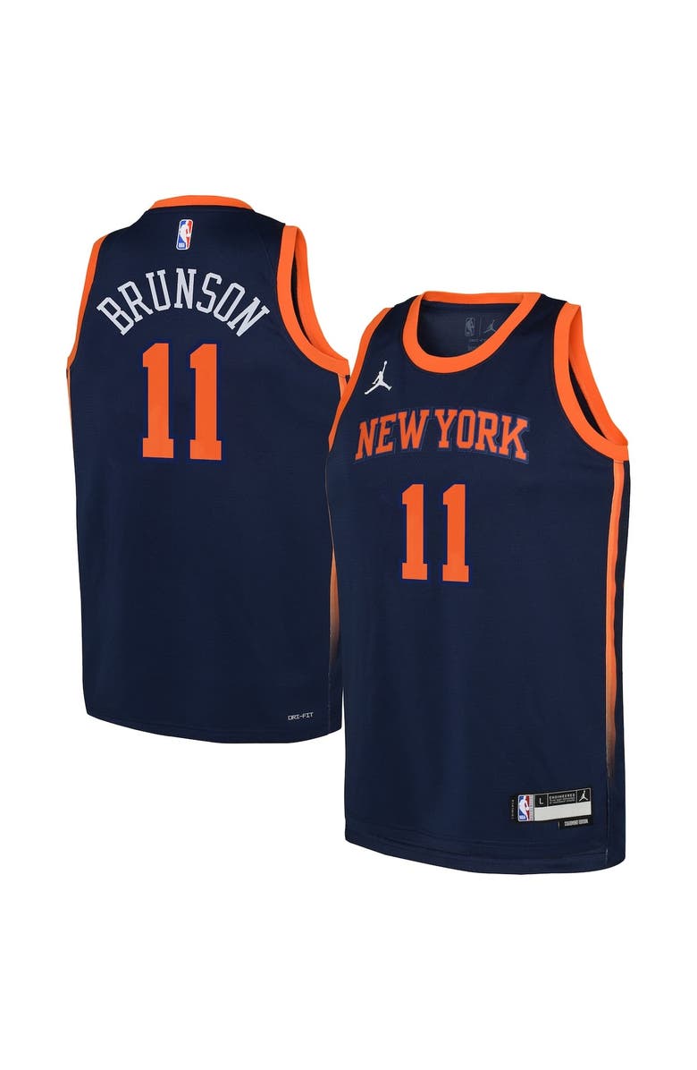 Jordan Brand Youth Jordan Brand Jalen Brunson Navy New York Knicks Swingman Jersey - Statement Edition, Main, color, Navy