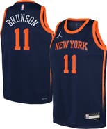 Jordan Brand Youth Jordan Brand Jalen Brunson Navy New York Knicks Swingman Jersey - Statement Edition