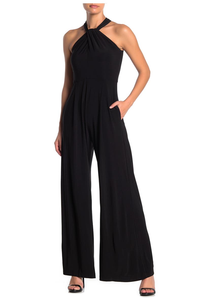Taylor Dresses Solid Jersey Twist Neck Jumpsuit, Main, color, 
