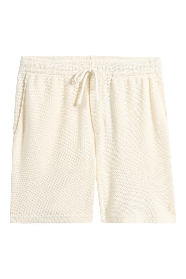 6-Inch Textured Pointelle Drawstring Shorts, Main, color, PALE CREAM