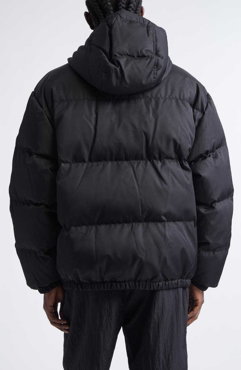 Versace Medusa Logo Embroidered Down Puffer Jacket, Alternate, color, Black