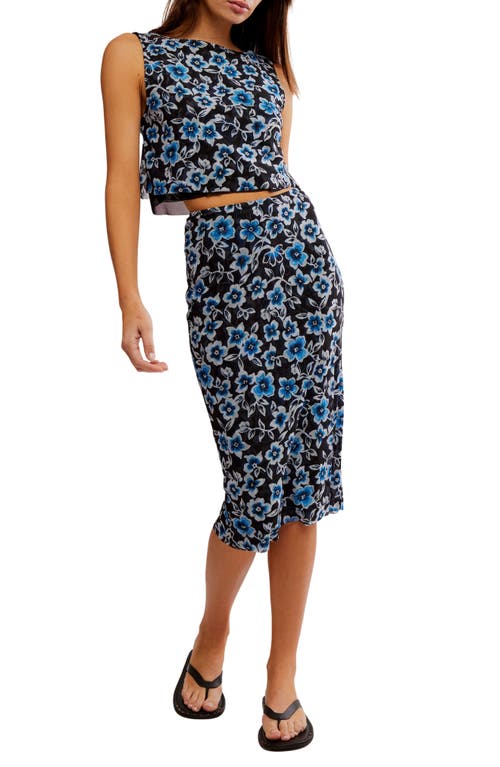Free People Mona Floral Tank & Midi Skirt Set In Black Combo