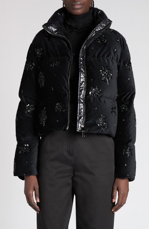 Moncler Nelles Embellished Down Jacket In Black